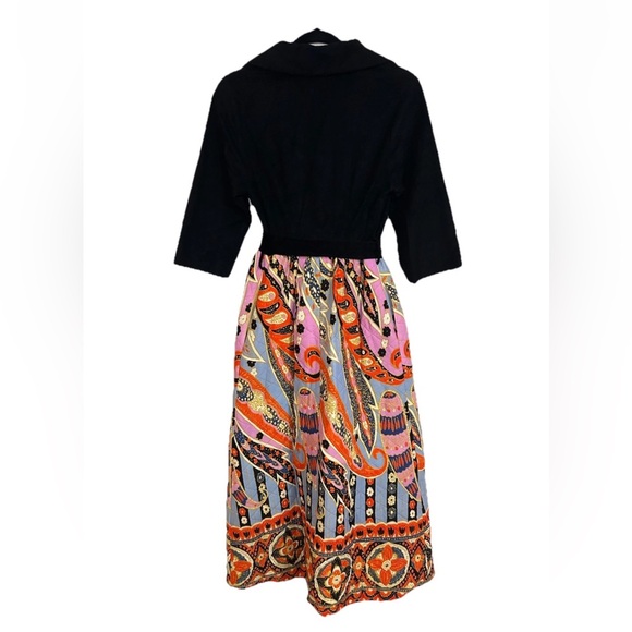 VTG 70’s Psychedelic Printed Quilted Long Sleeve Maxi Dress Dela-Ann Creation M - Picture 5 of 16